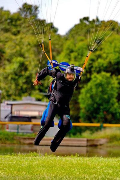 Amer Kassas swooping at Skydive City