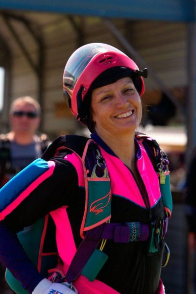 Annemarie Hammond wearing skydiving gear.