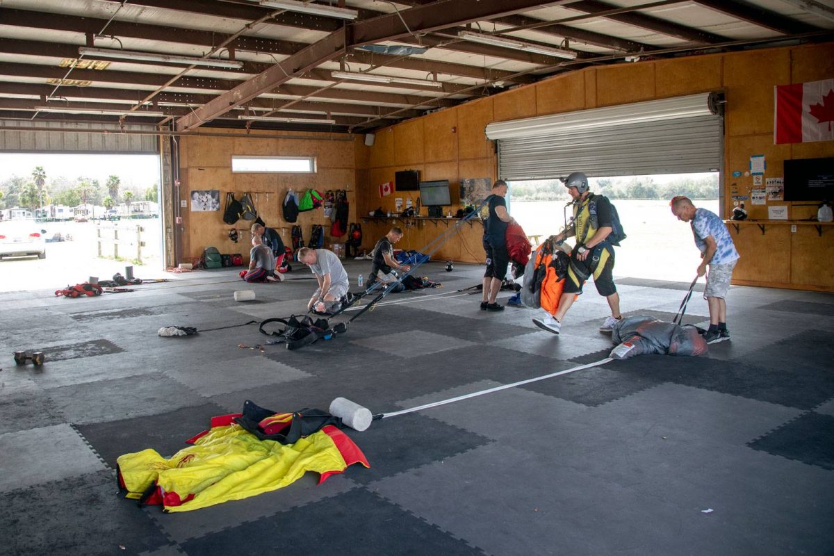 The packing area at the Birdhouse at Skydive City Z-Hills