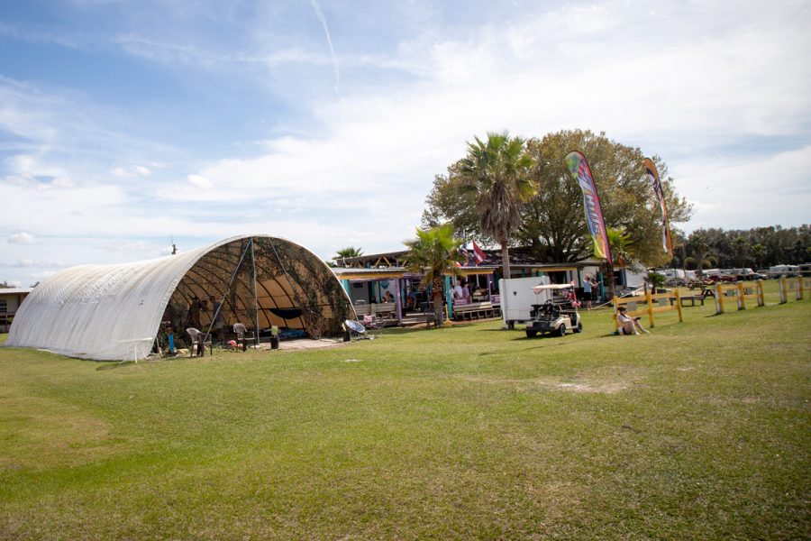 The covered packing tent at Skydive City Z-Hills.
