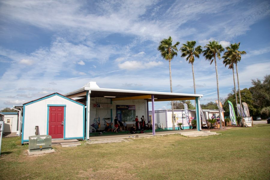 Group of packers congregating at the bunker at Skydive City Z-Hills