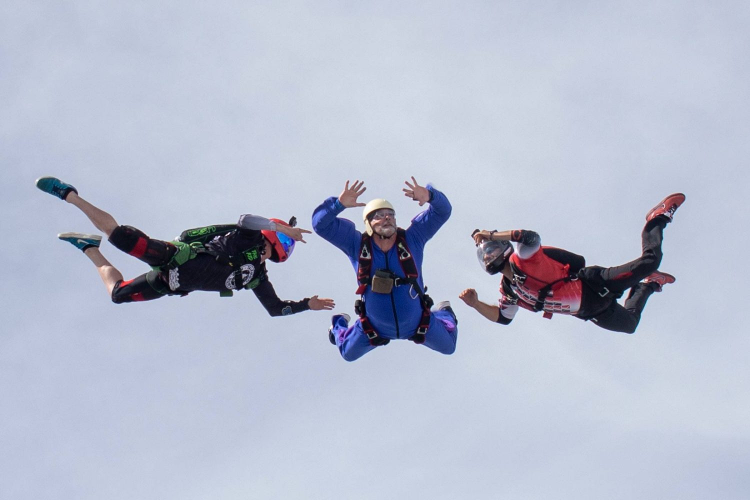 AFF Instructors and AFF Student in training during freefall at Florida's Best Skydiving School™