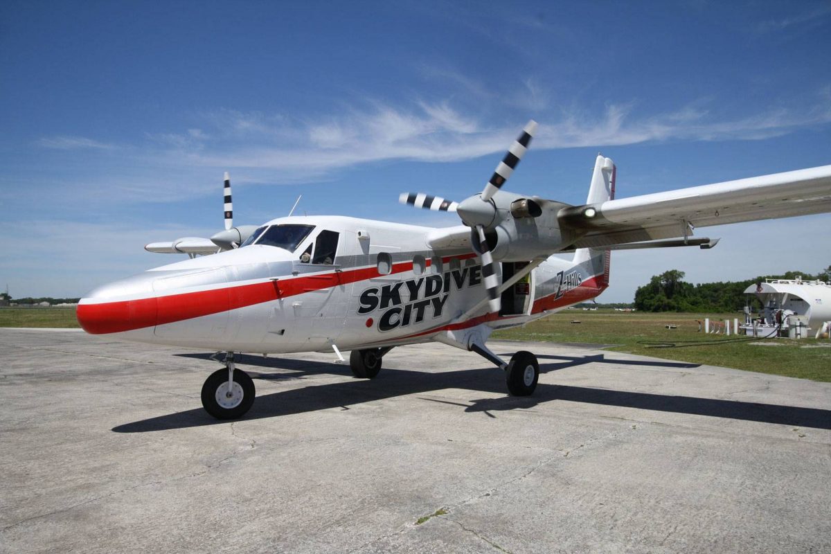 Skydive City aircraft sitting on runway