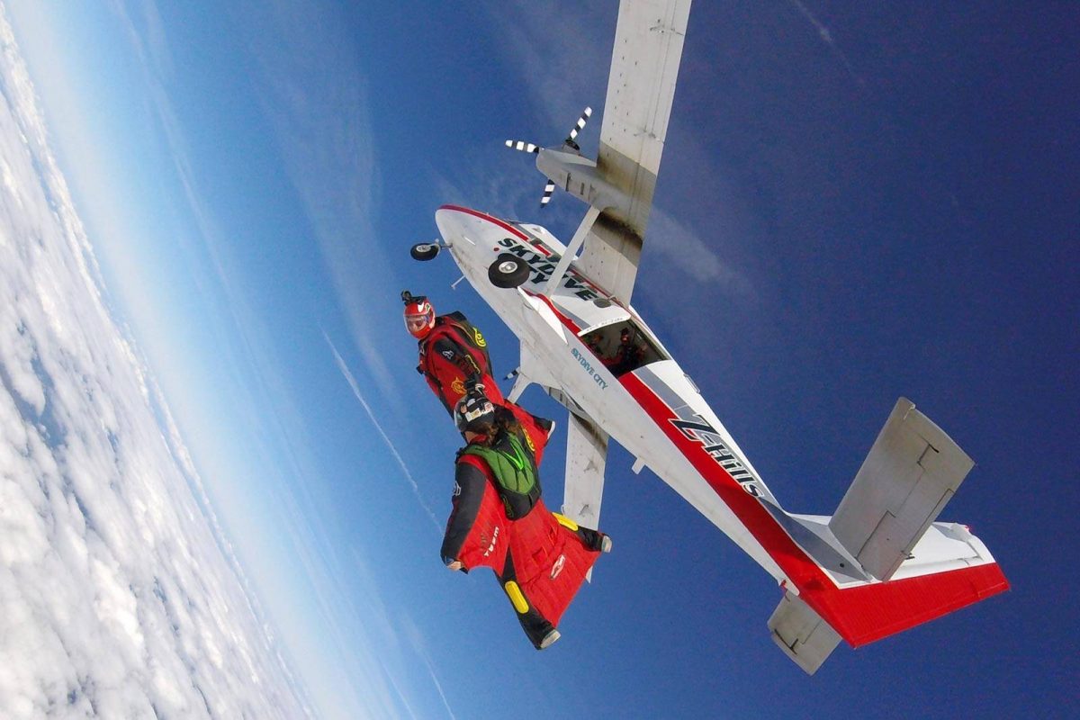 Jumpers enjoying wingsuit flying at Skydive City Z-Hills